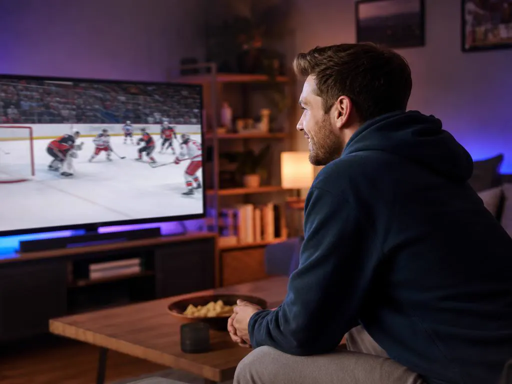 Supporter devant un match de hockey rapide sans saccade