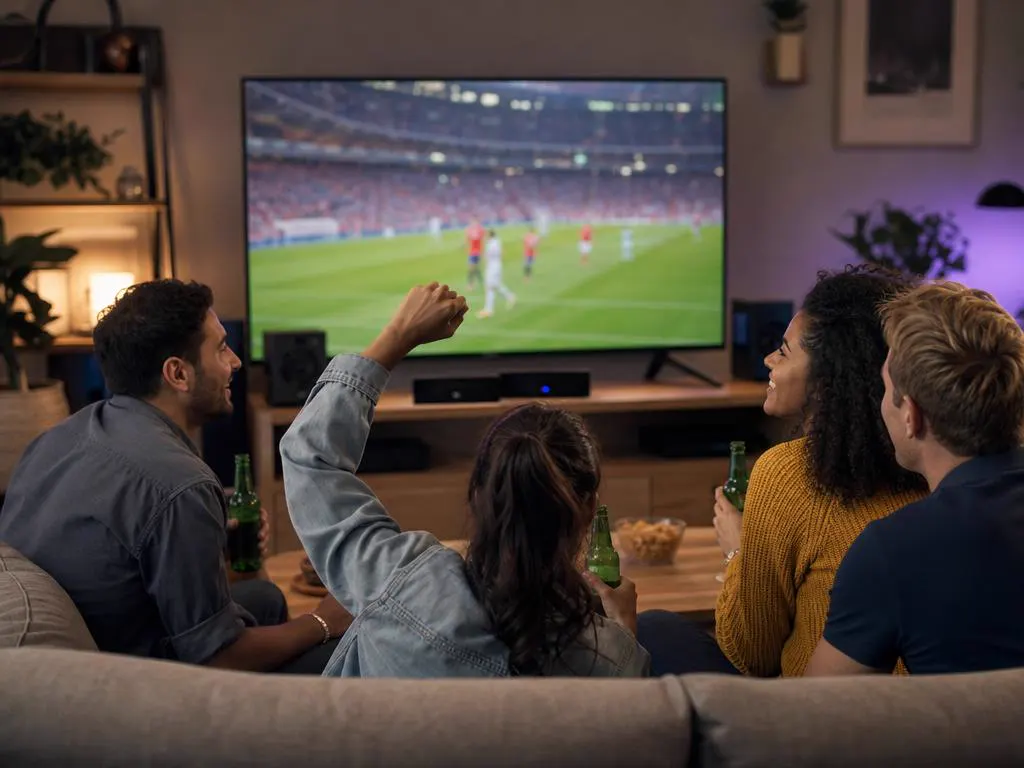 Deux boîtiers de streaming côte à côte sur un meuble sous une TV