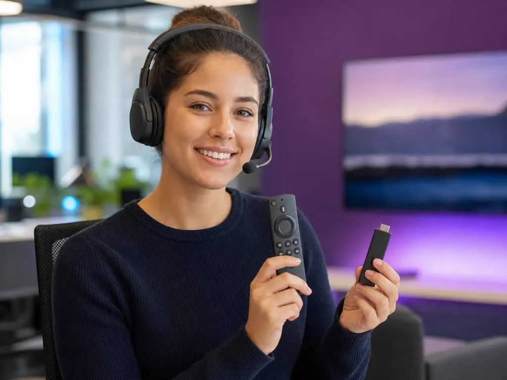 Support specialist helping with a Fire TV setup