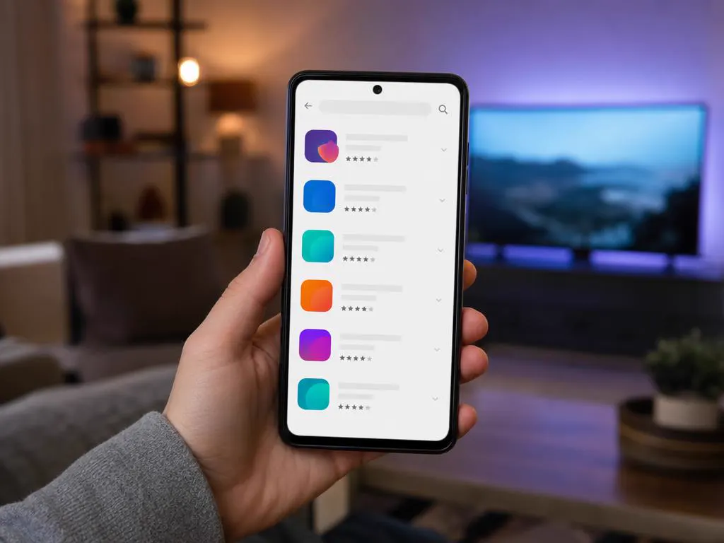 Android phone showing an app store search screen