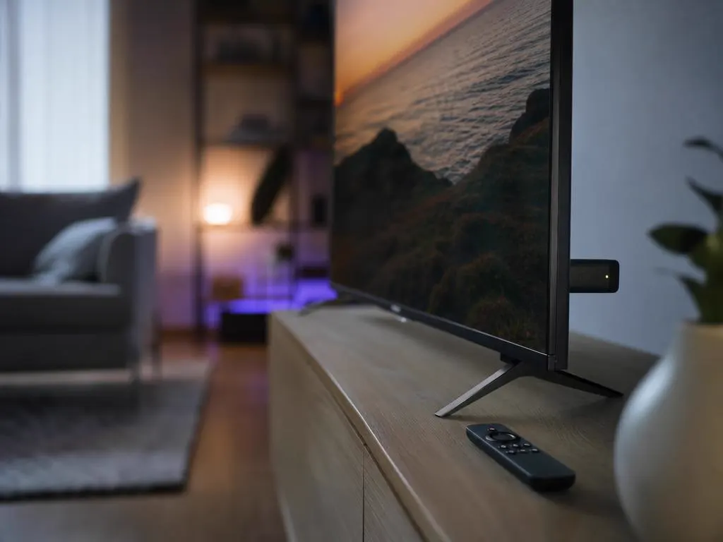 Streaming stick on a living-room TV