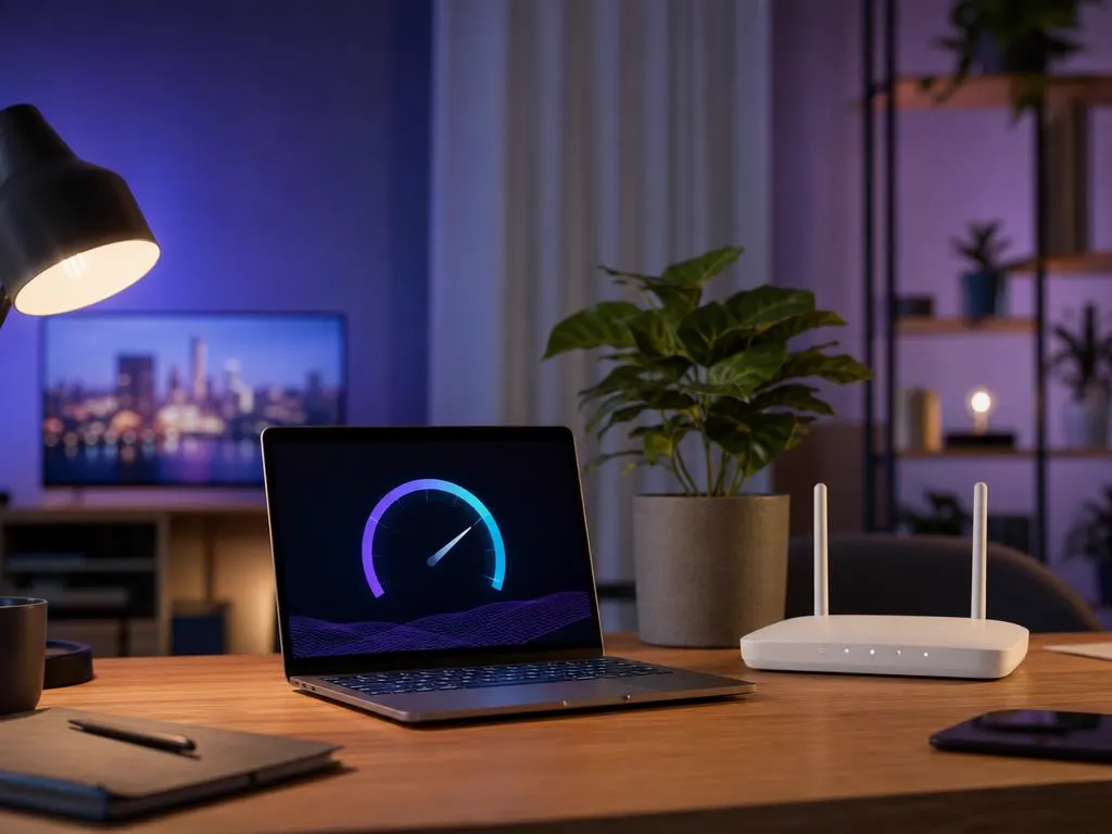 Home Wi-Fi router and laptop ready for IPTV streaming