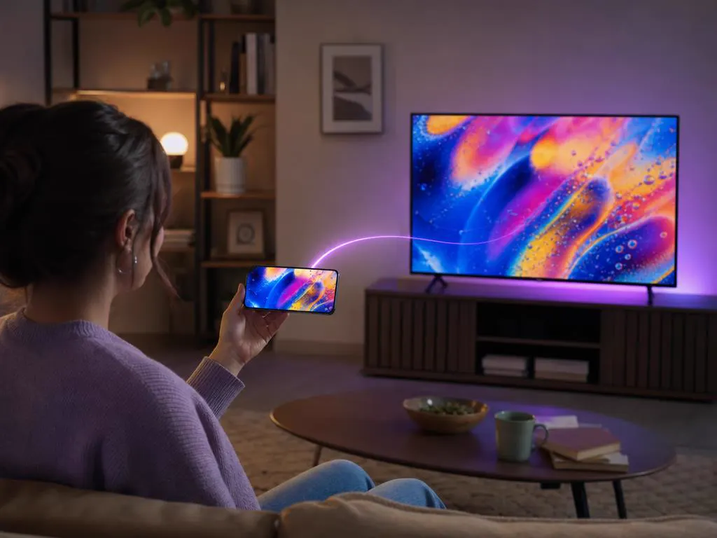 Mirroring a phone screen to a TV for IPTV viewing