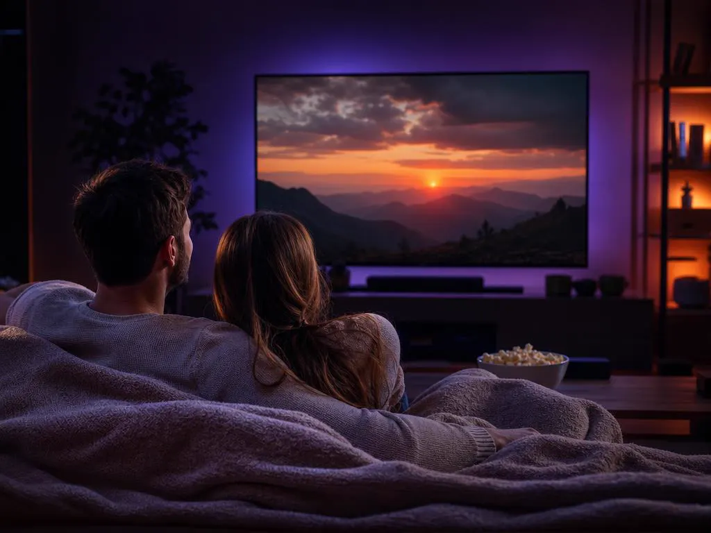 Couple watching a movie on a Roku TV