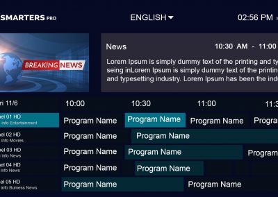 Vue complète du guide TV (EPG)
